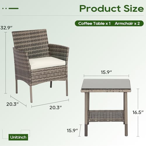 FDW Patio Furniture Set Outdoor Furniture Wicker Patio Chair Rattan Patio Furniture Patio Conversation Set for Outdoor Indoor Use with Loveseats Coffee Table Cushion - Image 9