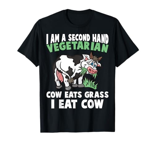 Second Hand Vegetarian I Eat Cow Beef Meat Steak BBQ Grill Camiseta
