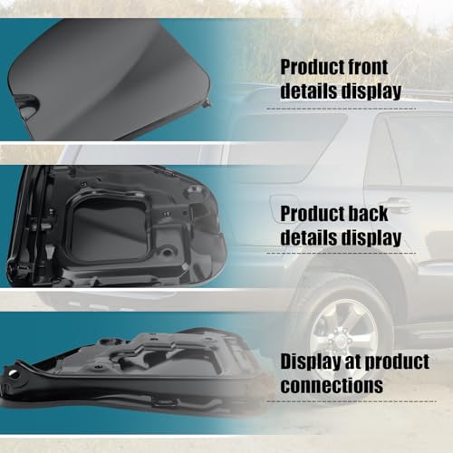 77305-04904 Fuel Gas Tank Door Black Steel Bed Gas Cover Cap Compatible with Toyota Tacoma 2005-2015 (Only Double Cab) by Parfyter - Image 3