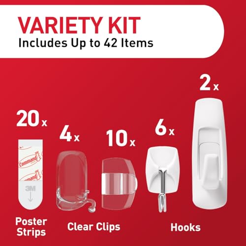 Image of Command Hang and Decorate Kit, 6 Small Toggle Hooks, 2 Medium Utility Hooks, 4 Medium Cord Clips, 10 Light Clips, and 20 Poster Strips, Dorm Room Essentials