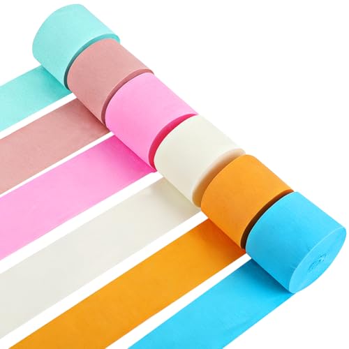 Image of 6 Rolls Crepe Paper Streamers Party Decorations, Rainbow Streamers Colorful Candyland Party Decorations for Birthday Wedding Bridal Baby Shower