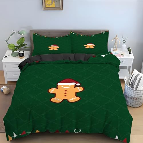 Parure de lit Noël 160x200 biscuit avec housse de couette en microfibre festive