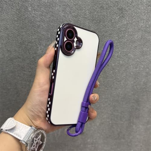 Coque iPhone 14 Plus violette idéale pour voyager léger avec dragonne