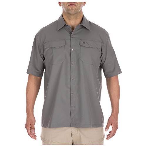 5.11 Tactical Men's Freedom Flex Short Sleeve, Mechanical Stretch Fabric, Pen Pockets, Storm