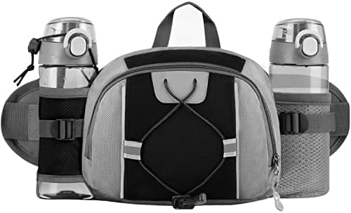 FIORETTO Large Bum Bag for Men Women, Water-Repellent Bumbag with Bottle Holders, Lightweight Fanny Pack for Running, Cycling, Hiking, Dog Walking Turquoise