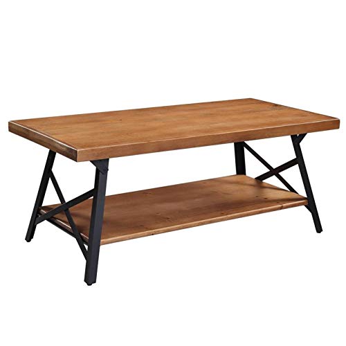 Modern 43'' Coffee Table Natural Wood Table Top + Metal Legs