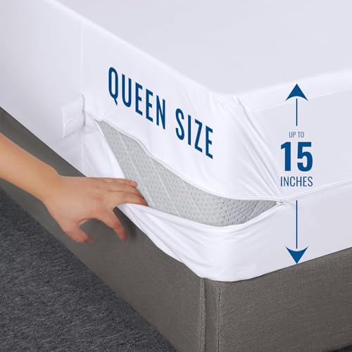 Utopia Bedding Waterproof Mattress Cover Zipper - Bed Bug Proof Mattress Cover - Queen Size
