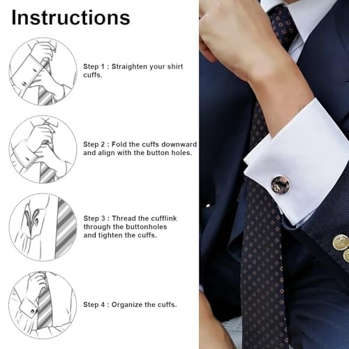 Mancuernillas redondas clásicas para hombre miniatura 7