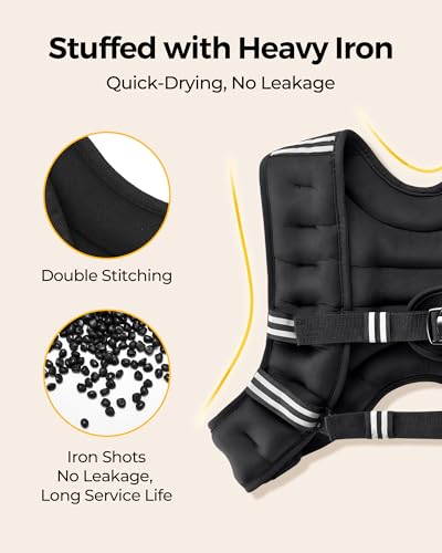 Image of PACEARTH Weighted Vest,6lb /8lb /10lb /12lb /16lb /20lb /25lb /30lb Weight Vest with Reflective Stripe, Body Weight Vests for Women, Men, Weight Loss Workout, Strength Training, Running, Walking, Jogging