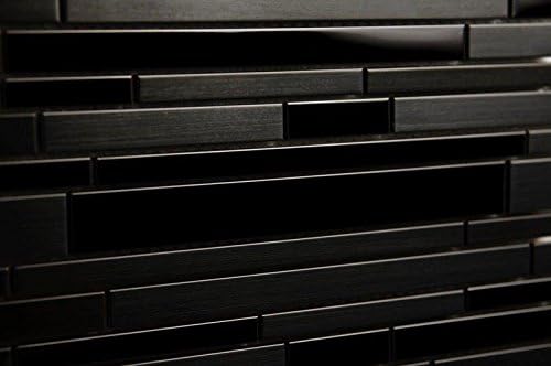 Stainless Steel Interlocking Pebble Floor Tile | Kitchen, Bathroom, and Patio Flooring | Indoor and Outdoor Use | Black Glass Mix Mosaic| Quick and Easy Grout Installation