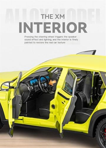 Image of Invite Enterprise 1:24 B.M.W XM SUV Model Car Zinc Alloy Pull Back Toy Diecast Toy Cars with Openable Doors, Sound and Light for Kids Boy Girl Gift(Yellowish Green Color)