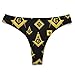 XUTSAKDCJ Womens Underwear No Show V Waisted Seamless Thongs Breathable Gold Freemason Masonic Art Panties Fashion G-string