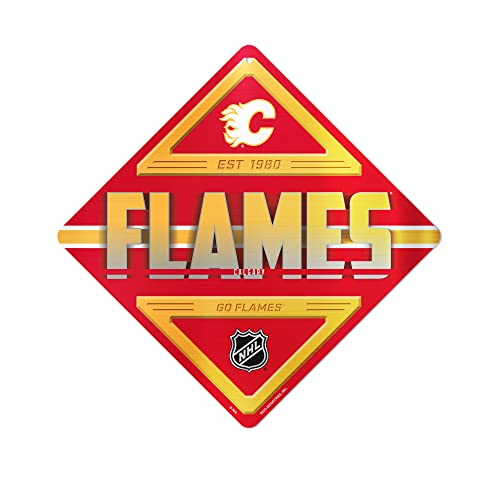 NHL Rico Industries Calgary Flames Metal Crossing Sing - Home Decore Perfect for Bed Room, Man Cave, Garage
