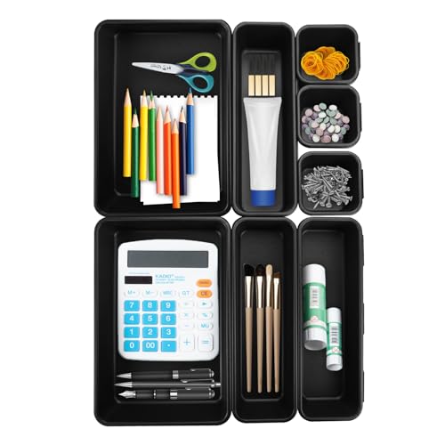 TESSTSY 8 Pezzi Organizer Cassetti, Organizer per Cassetti Cucina Bagno Divisori, Divisori Contenitori in Plastica, per Trucchi Stoviglie Cancelleria