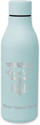 LaserGram Botella de agua de acero inoxidable de doble pared, el mejor papá del mundo, grabado personalizado incluido