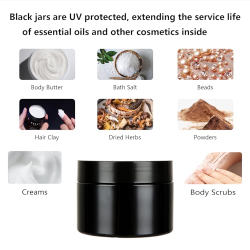 Acrux7 40 Pack 4 oz Black Plastic Jars, Small Round Cosmetic Cream Jars with Lids & Labels, Refillable Plastic Cream Container 120 ml Leak Proof Travel Jars for Creams, Lotion, Body Butter, Body Scrub4