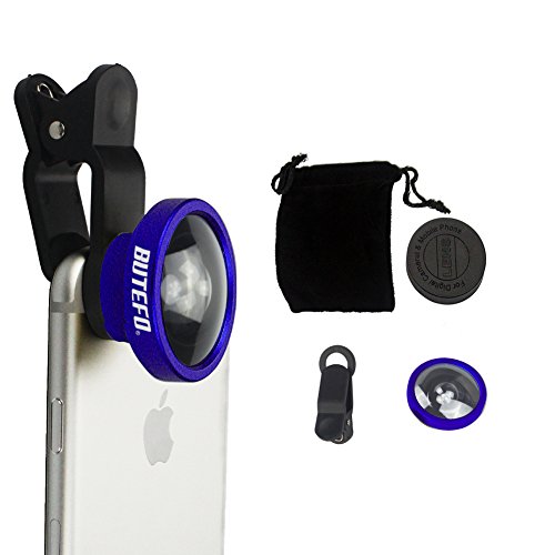 Desmontable Pez-ojo Selfie Cam Lente,BUTEFO Universal Súper Gran 0.4x Angular Cámara Clip Lente para Smartphones (incluyendo iPhone, Samsung Galaxy, HTC,...