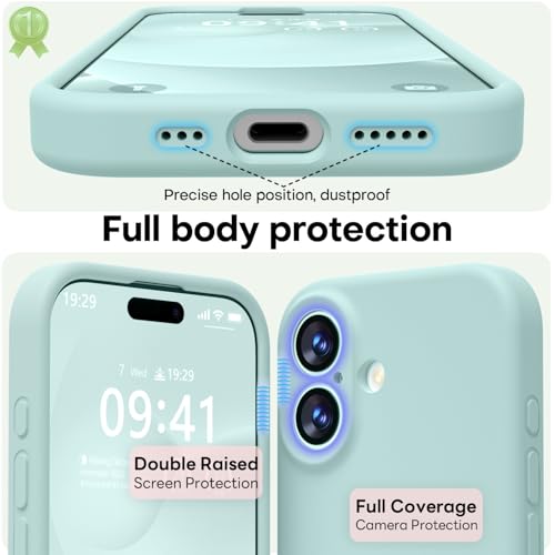 Image of LOVE 3000 Designed for iPhone 17 Case, Premium Silicone [Compatible with Magsafe][Soft Anti-Scratch Microfiber Lining] Shockproof Protective Phone Case for Men Women 6.3 inch, Mint