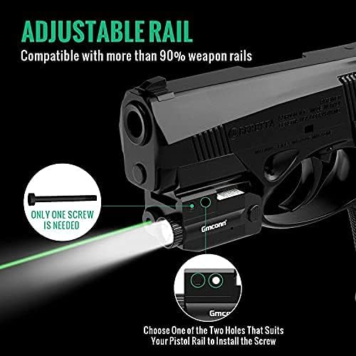 Miniatura 2 de Gmconn Pistola de luz láser verde y roja, linterna de pistola con modo estroboscópico, láser verde y rojo para pistola, linterna táctica compacta de