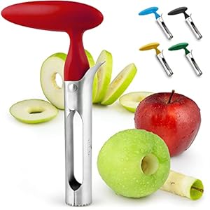 Zulay Kitchen Premium Apple Corer Tool – Ultra Sharp, Stainless Steel, Serrated Blades for Easy Coring – Easy to Use & Clean, Durable Apple Corer Remover for Baking Apples & More – Red