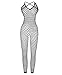 XIUSEMY Women Sexy Lingerie Full Body Bodysuits V Neck Mesh Fishnet Stockings Lingerie Nightwear(Black,one size)