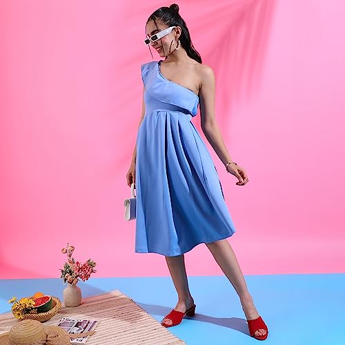 Image of PINACOLADA Women's Solid Dress for Casual Wear | Regular Sleeve | Quality Stretchable Fabric | Dress Crafted with Enhanced Stretch and Comfort Fit for Everyday Wear