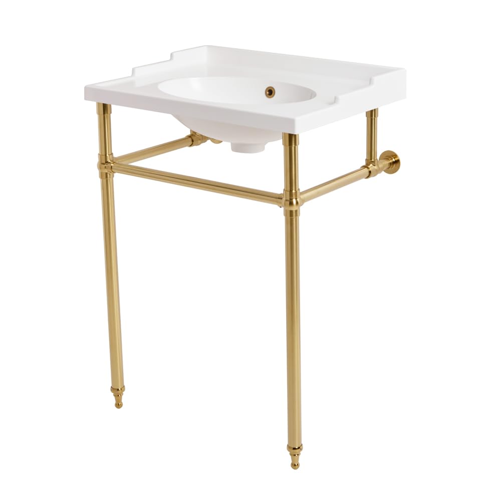 Milano Brushed Brass Elizabeth 630Mm X 470Mm Bathroom Basin Sink - Brass Washstand