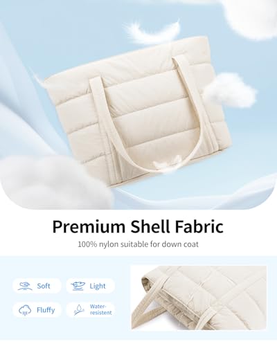 Image of Narwey Puffer Tote Bag for Women Girl, Puffy Travel Gym Shoulder Handbag