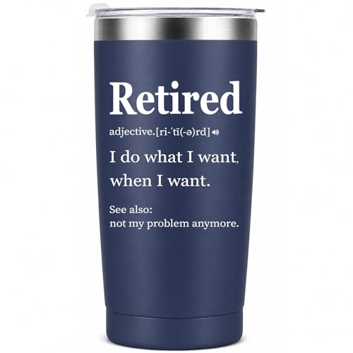 sprodog Retirement Gifts for Men Women | 20oz Retired Definition Insulated Tumbler with Lid Straw | Funny Retired Gift for Coworker Teacher Nurse | Double Wall Vacuum Travel Coffee Cup