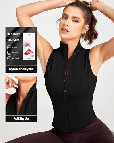 Womens-Sleeveless-Crop-Shirts-Summer-Workout-Zip-Up-Tank-Tops-Running-Athletic-Shirt-Camis-Yoga-Vest-BBL-Jackets-for-Golf-Hiking-Racerback-Activewear-Top-XX-Large-Black