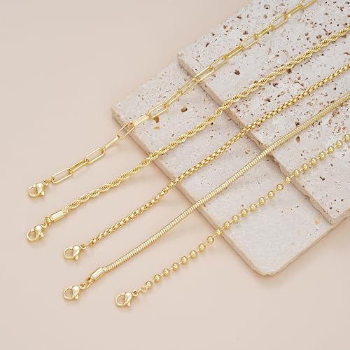 Image of iF YOU Gold Ankle Bracelets for Women, 14k Gold Plated Waterproof Cuban Link Chain Anklets Set, Layered Anklet Bracelets for Women Beach Gift Adjustable Size 5pcs