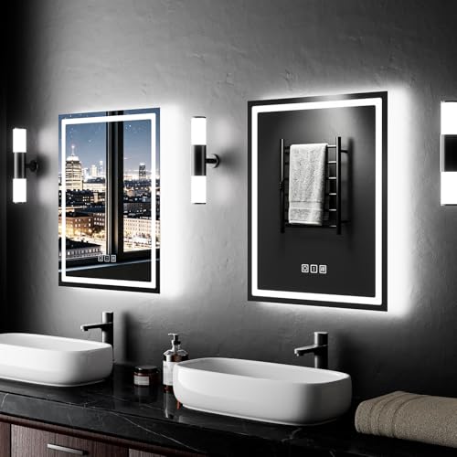 Miroir de salle de bain DEL à intensité variable et double rétroéclairage