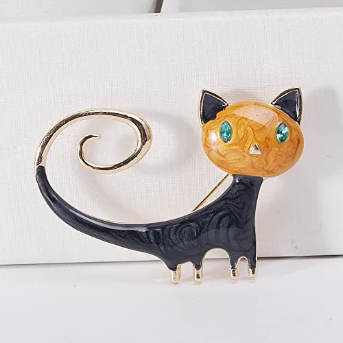 Image of Fashion Cat Lapel Brooch Pin for Women Girls Cubic Zirconia Rhinestone Enamel Pet Animal Pin Clip Hat Scarves Sweater Dress Suit Jacket Brooches Pins Cute Jewelry Gifts Christmas