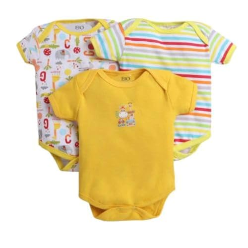 Image of EIO Newborn Baby Cotton Romper Sleepsuit | Half Sleeve Jumpsuit Bodysuit for Boys & Girls | Soft Breathable Baby Clothes Combo Pack