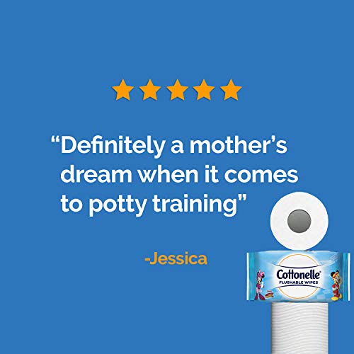 Cottonelle Flushable Toddler Wipes for Kids, Refill, 150 ct Each Refill (Case of 8) Fragrance-Free Wet Wipes in Disney Packaging, Mickey Mouse