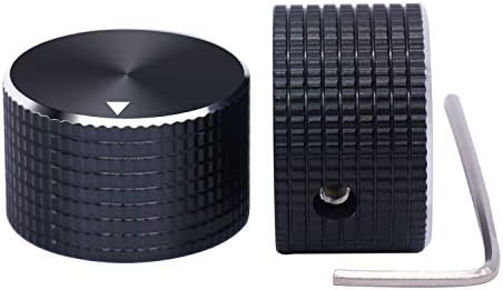 Taiss 2Pcs Guitar Knobs,Electronic Control Potentiometer Knobs, Black Aluminum Volume Audio Electric Guitar Bass Control Knobs,25 mmx15 mm 6.4mm / 0.25" Rotary Control knob