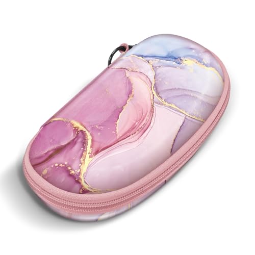 Fintie Hardcase Brillenetui - Reißverschluss Hartschale Sonnenbrillen Etui mit Karabiner - Brillenhülle für Damen Herren große Brillen und Sonnenbrille, Glorreicher Marmor