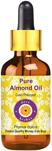 Deve Herbes Pure Almond Oil (Prunus dulcis) with Glass Dropper | Cold Pressed | Natural | Undiluted | For Diluting Essential Oils | For Hair, Skin & Massage | Men & Women | 30ml