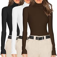 Ekouaer Rollkragenpullover Damen 1&3 Pack Langarmshirt Thermo Tops – Ansicht 1