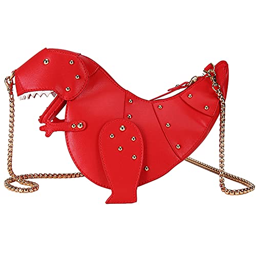 Fozehlad Women Dinosaur Shaped Shoulder Handbag PU Leather Rivet Crossbody Purses Messenger for Girl