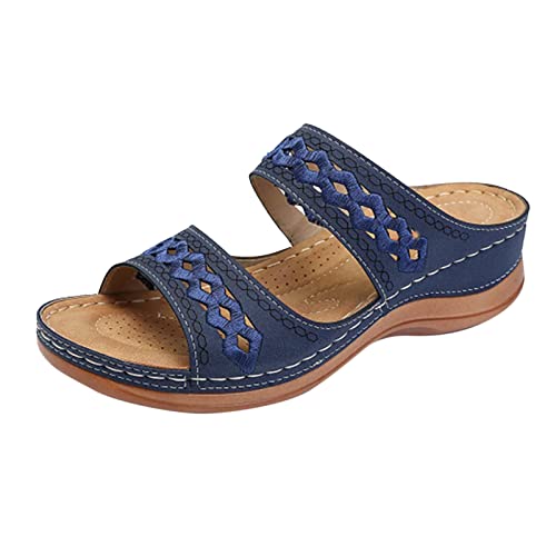 Sandalias de cuña para mujer, sandalias de cuña, sandalias informales, sandalias de playa cómodas, zapatos huecos, sandalias planas, ligeras de secado rápido, sandalias de cuña abiertas, zapatos
