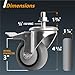 POWERTEC 3 Inch Threaded Stem Caster Wheels Set of 4 with Brake & 600 lbs Loads, Heavy Duty Stem Casters, Dual Locking TPR Rubber Castor Wheels for Furniture, Cart, Dolly & Workbench (17201V)