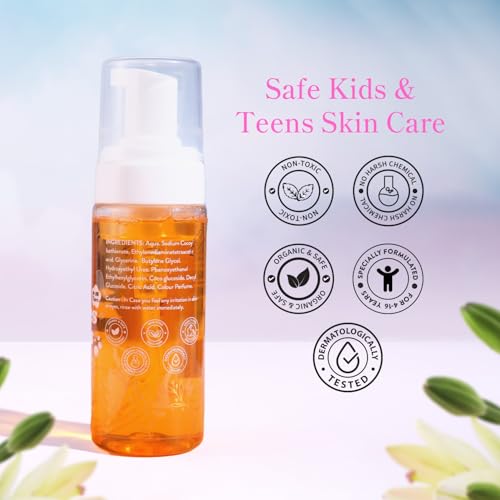 Image of Whimsy Beauty Foaming Body Wash for Girls & Kids | Gentle Tear-Free Cleanser with Aloe Vera & Orange Extract | Safe for Sensitive Skin | Fun Scent | 4 to 16 Years | Organic, Natural Formula | Sulfate & Paraben Free | Dermatologist Tested