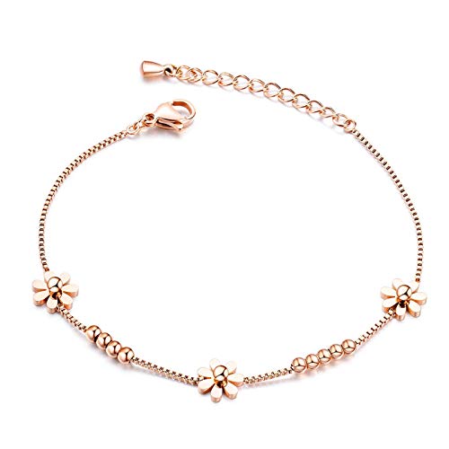 Bracelet femme petite marguerite en chaîne à maillons élégante pour fille