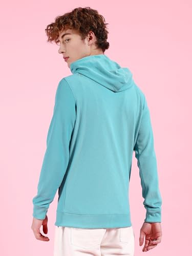 Image of The Indian Garage Co Men Regular Fit Self Design Front Open Hooded Sweatshirt