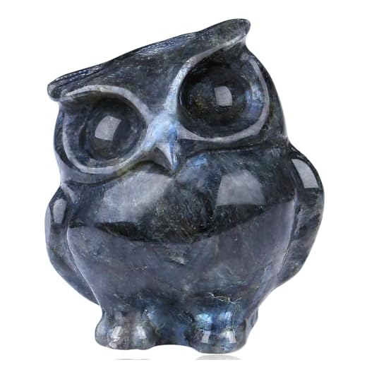 QINJIEJIE Labradorite Owl Figurines