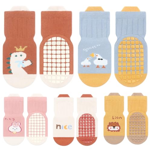 HooySprs 5 Paar Baby rutschfeste Socken,Anti Rutsch Babysocken...