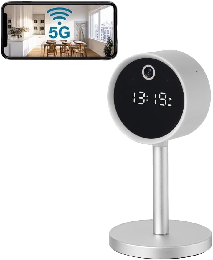 4K WiFi Security Camera Clock Baby/Partner/Pet/Elderly Camera, 5G Nanny Cam with Two-Way Audio, AI Motion Detection and Night Vision