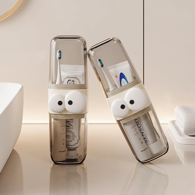 Image of Portable Transparent Toothbrush Travel Case - Anti-Bacterial Toothbrush Cover, Portable Holder for Home & Travel (1, Emoji)