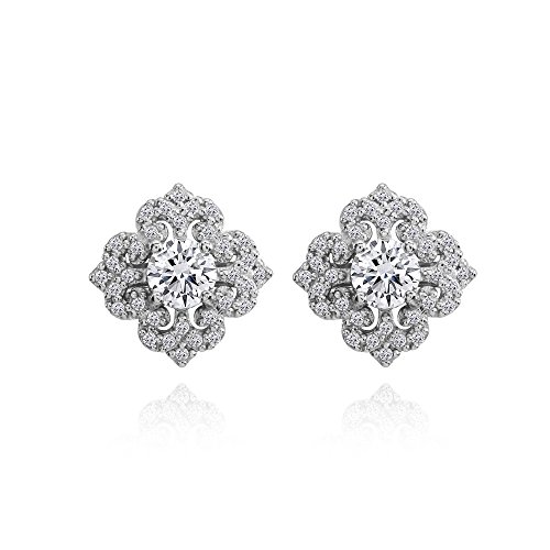 Sterling Silver Cubic Zirconia Fleur De Lis Stud Earrings2